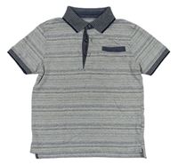 Modro-bílo-tmavomodré melírované polo tričko zn. F&F