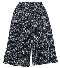Černo-šedo-bílé vzorované culottes kalhoty zn. F&F