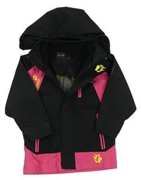 Černo-růžová softshellová funkční bunda s kapucí zn. Jack Wolfskin 