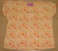 Oranžové tričko s kytičkami zn. Pinktiger