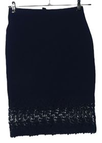 Dámská tmavomodrá vzorovaná pouzdrová sukně s krajkou zn. Atmosphere 