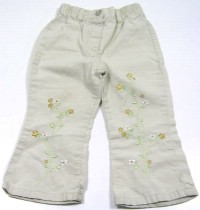 Béžové riflové kalhoty s kytičkou