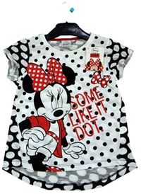 Nové - Bílo-černé puntíkované tričko s Minnie zn. Disney