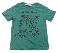 Tyrkysové tričko s leopardem a nápisem zn. H&M