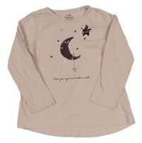 Světlerůžové triko s měsícem z flitrů zn. Topolino