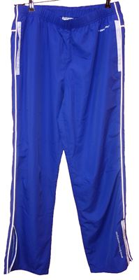 Pánské modré šusťákové kalhoty s pruhy 