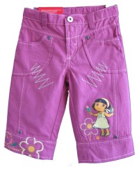 Outlet - Fialovo-růžové plátěné 3/4 kalhoty s Dorou
