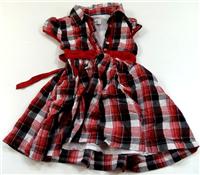 Černo-červeno-bílé kostkované šaty s páskem zn. Early Days 
