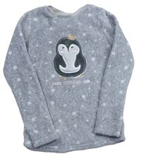 Šedé hvězdičkované chlupaté pyžamové triko s tučňákem zn. F&F