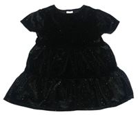 Černé sametové třpytivé šaty zn. F&F