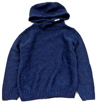 Tmavomodrý melírovaný svetr s kapucí zn. F&F