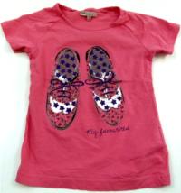 Růžové tričko s botičkami zn. Marks&Spencer 