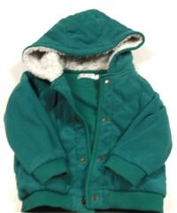 Smaragdová prošívaná fleecová zateplená bundička s kapucí zn. M&Co