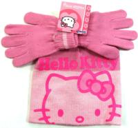 Nové - 2set - Světlerůžová čepička+rukavičky s Kitty zn. Sanrio