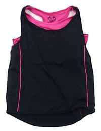 Černý sportovní top s všitou růžovou sportovní lambádou zn. F&F
