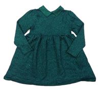 Petrolejové třpytivé svetrové šaty s límečkem zn. M&S