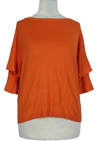 Dámský oranžový lehký svetr s rozšířenými rukávy zn. TU 