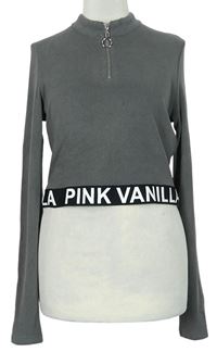 Dámské šedé žebrované crop triko s nápisem zn. Pink Vanilla 
