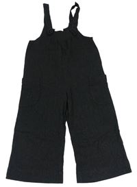 Černé melírované cargo lněné laclové culottes kalhoty zn. Zara