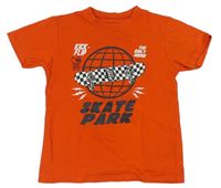 Oranžové tričko s potiskem s nápisy zn. Primark