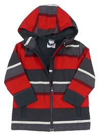 Červeno-šedá pruhovaná softshellová bunda s kapucí zn. Topolino