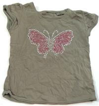 Khaki tričko s motýlkem zn. Next