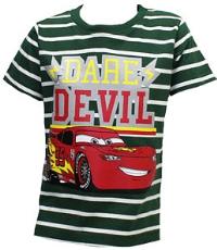 Nové - Khaki-smetanové pruhované tričko s Cars zn. Disney 