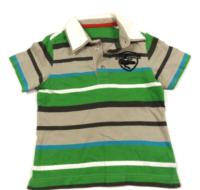 Zeleno-béžovo-modré pruhované polo tričko Mothercare 