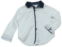 Bílá vzorovaná košile s tmavomodrým límečkem zn. Miniclub