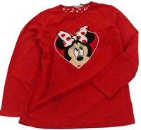 Červené fleecové pyžamové triko s Minnie zn. Disney 