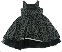 Šedo-černé leopardí společenské šaty 