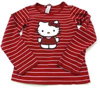 Červené pruhované triko s Hello Kitty zn. H&M