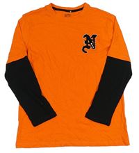 Oranžovo-černé triko s nášivkou zn. F&F