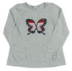 Světlešedé melírované triko s motýlkem s flitry Topolino