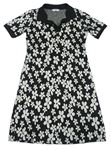 Černo-šedé květované pletené šaty s límečkem Primark