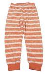 Bílo-oranžové pruhované sametové pyžamové kalhoty Lily & Dan