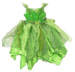 Kostým - Zelené saténové šaty s tylem - víla Disney