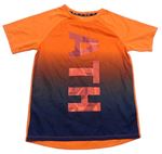 Oranžovo-tmavomodré sportovní tričko s nápisem H&M