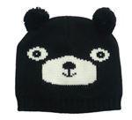 Černá pletená čepice - medvídek