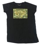 Černé tričko s army vzorem a nápisy Primark