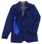 2set - Tmavomodré slavnostní sako + modrá kravata Paisley of London