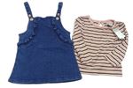2set- Modré riflové šaty + Barevné pruhované třpytivé triko Primark