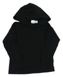 Černé melírované oversize triko s kapucí ZARA