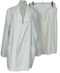 2set - Dámský bílý vzorovaný blejz + plisovaná sukně s páskem