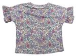 Smetanovo-fialové květované tričko Tu