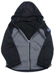 Černo-šedá softhellová bunda s kapucí