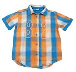 Modro-bílo-oranžová kostkovaná košile s číslem S. Oliver