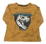 Hnědé triko s kostrami dinosaurů Dopodopo