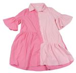 Růžovo-světlerůžové košilové šaty SHEIN