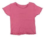 Růžové žebrované crop tričko PRIMARK